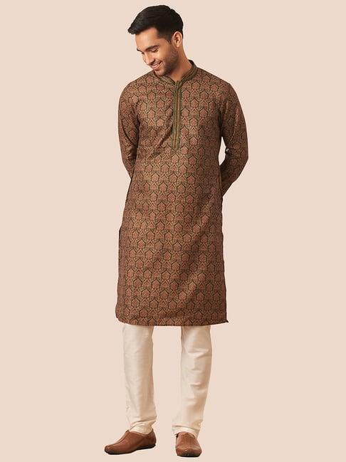 manyavar multicolor regular fit printed kurta & pyjamas set