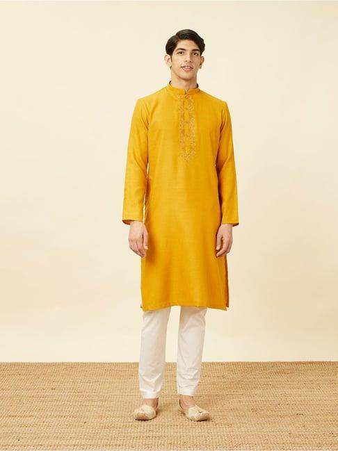 manyavar mustard regular fit kurta bottom set