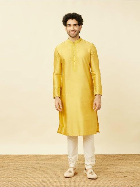 manyavar mustard regular fit kurta bottom set