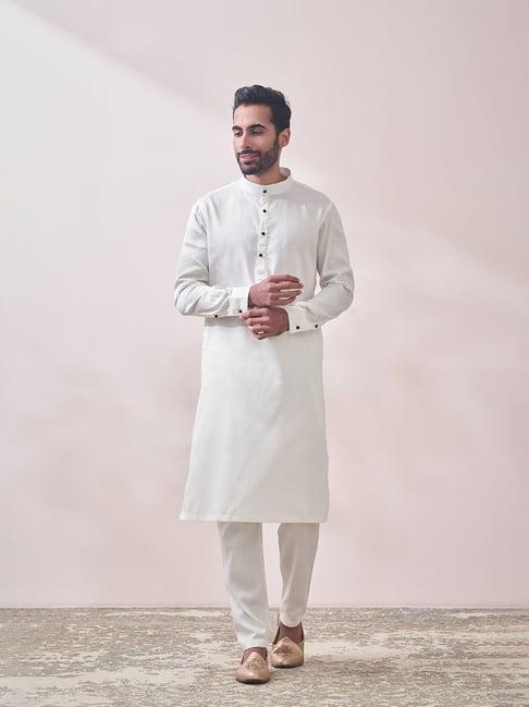 manyavar off white regular fit kurta & pyjama set