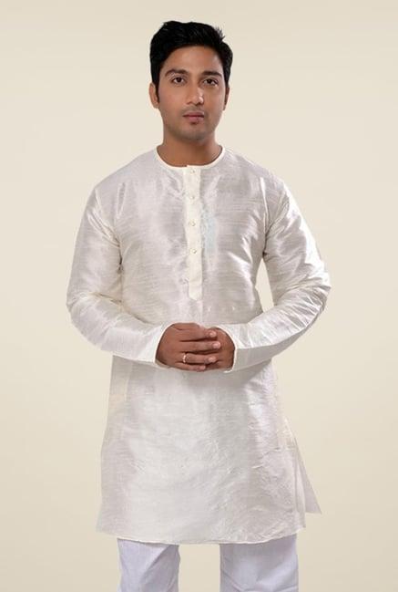 manyavar off white solid kurta