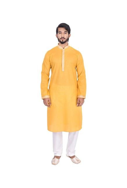 manyavar orange self design kurta & pyjama set