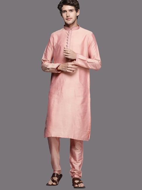 manyavar pink regular fit kurta & pyjamas set