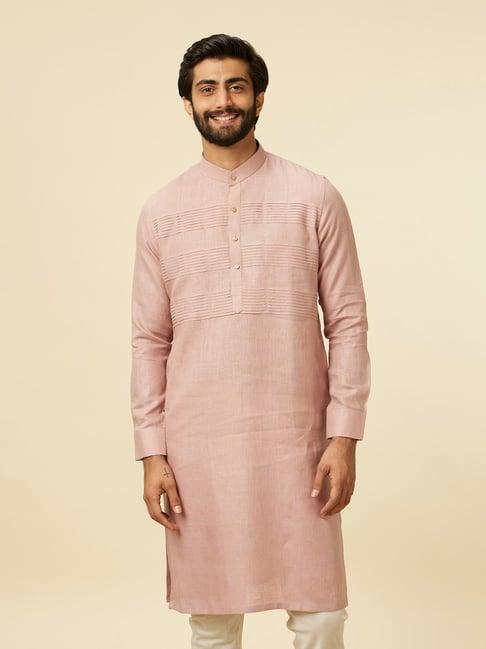 manyavar pink regular fit self design kurta