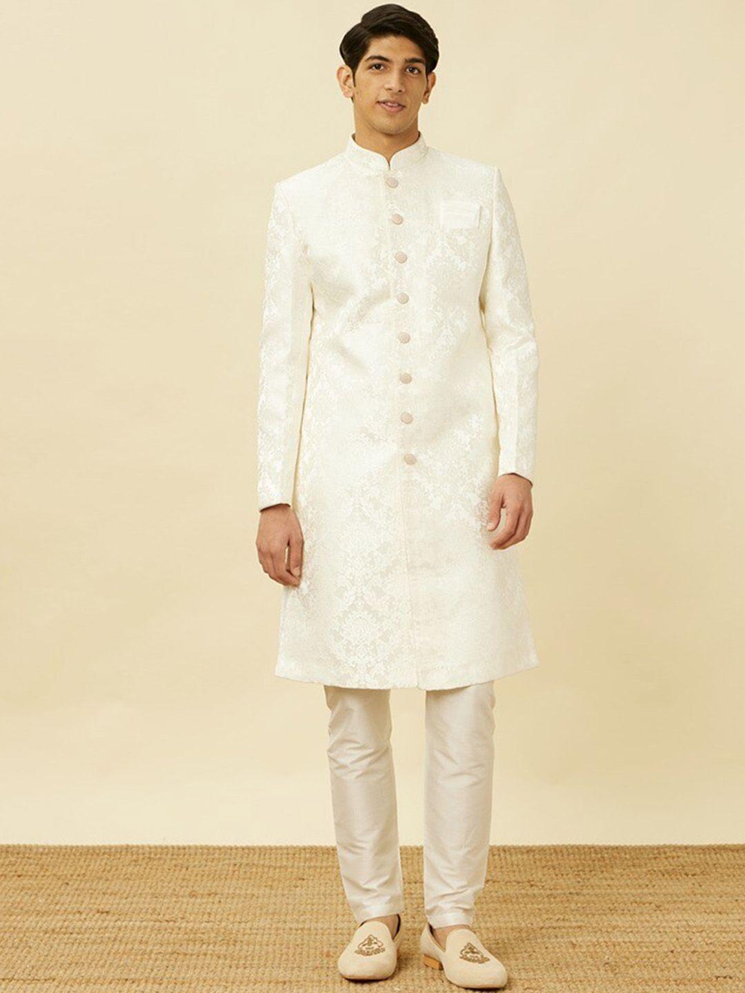 manyavar self-design brocade sherwani set