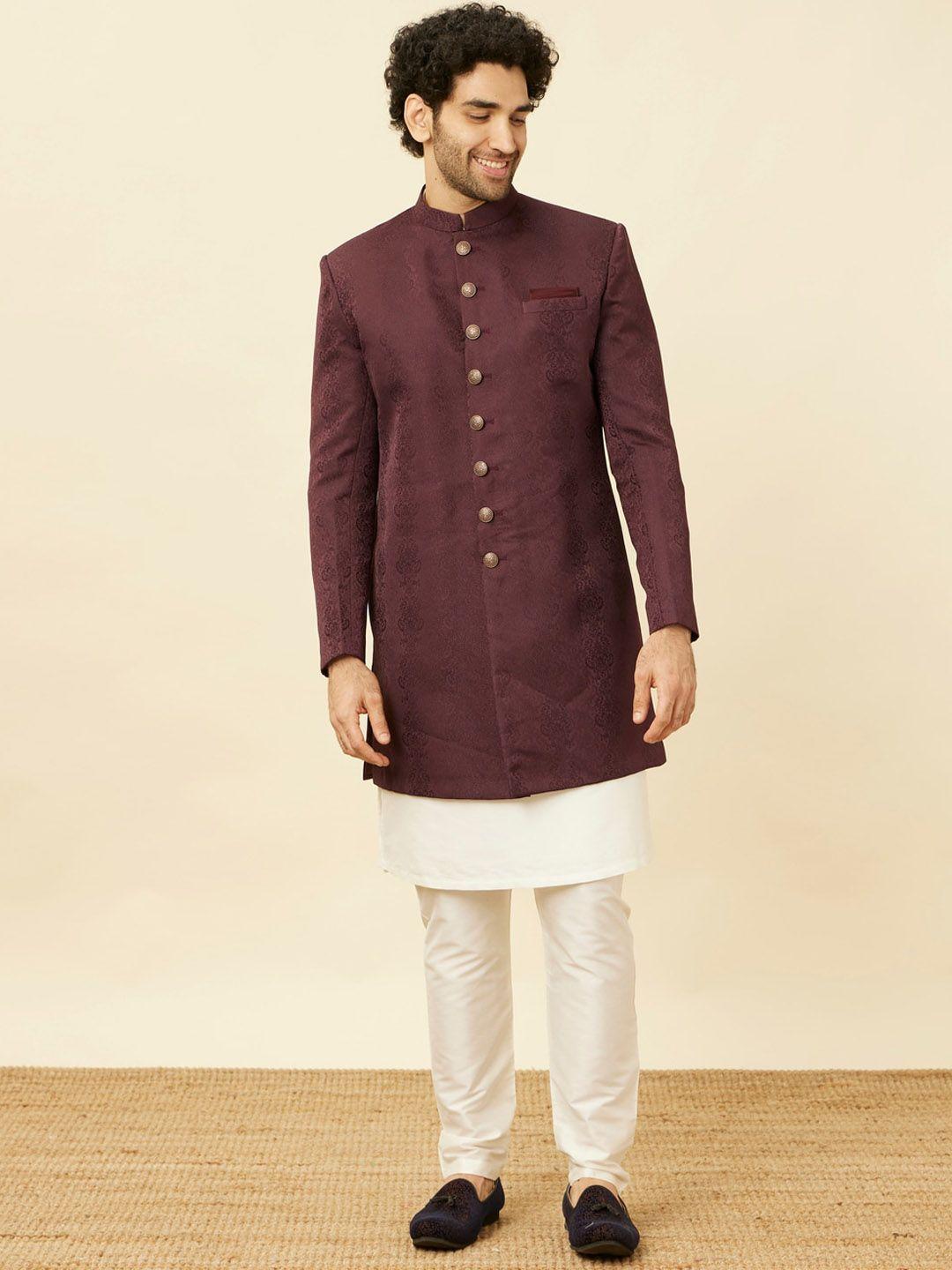 manyavar self-design brocade sherwani set