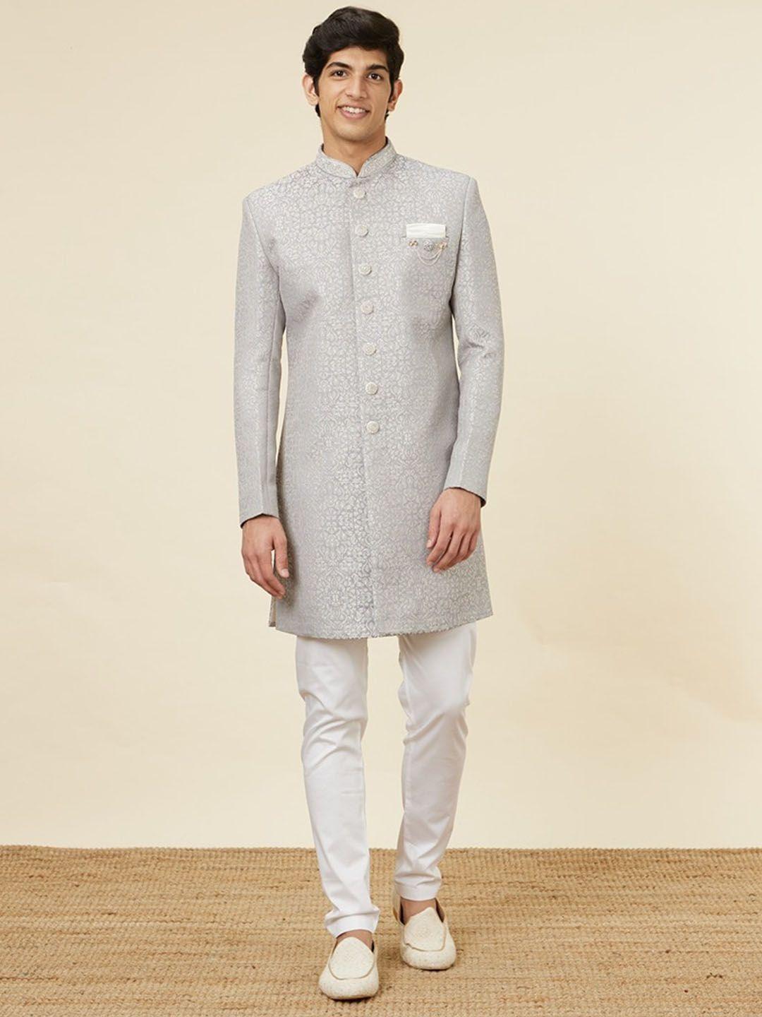 manyavar self-design indo western sherwani set