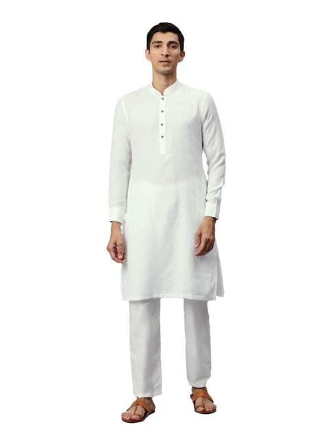 manyavar white regular fit kurta