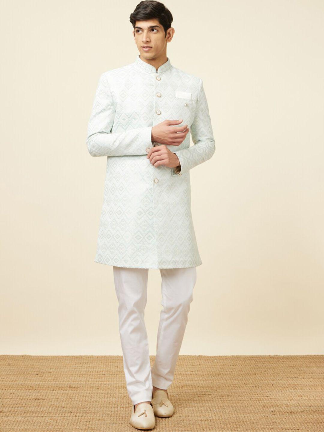 manyavar woven design sherwani with trouser