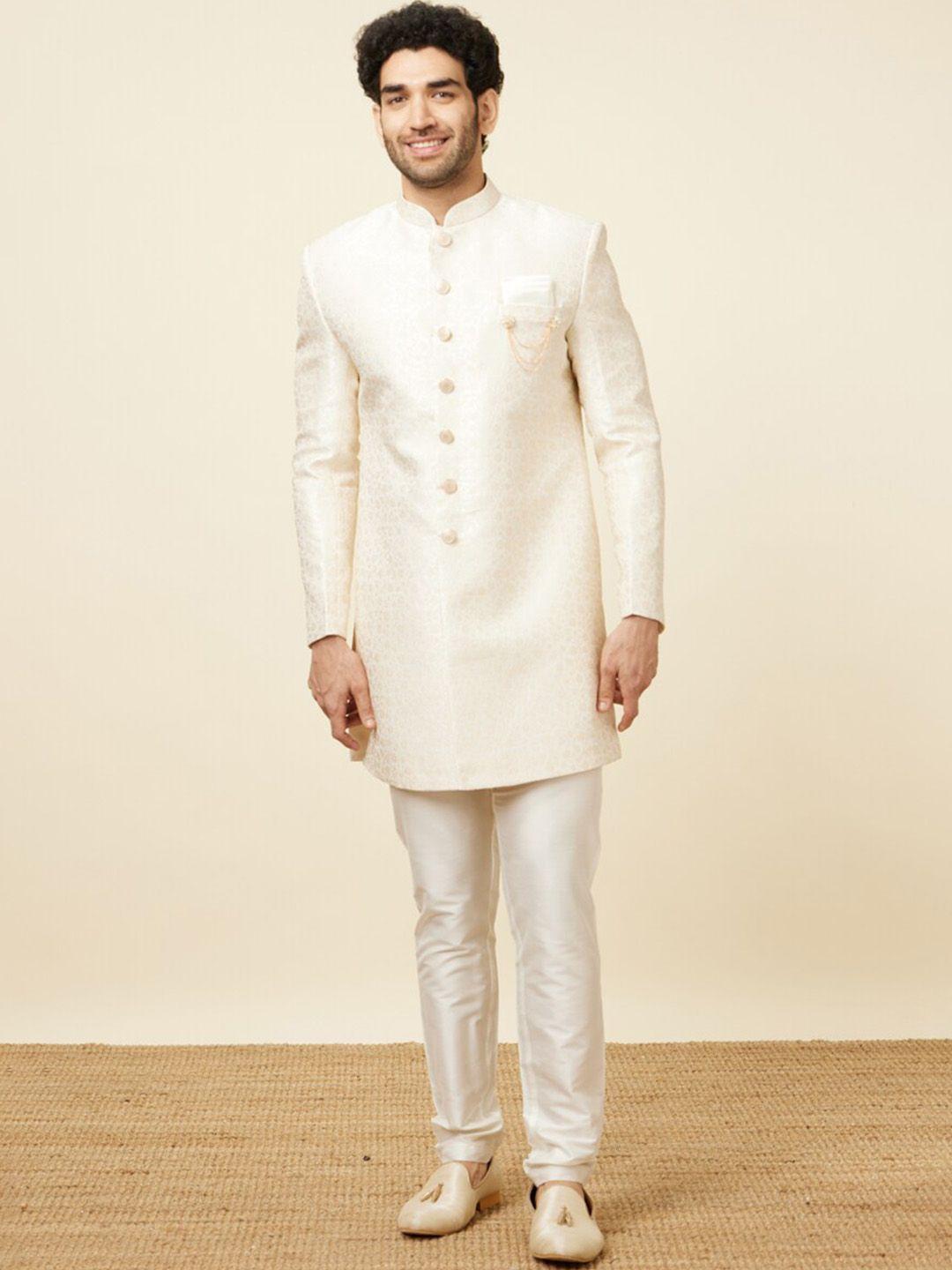 manyavar woven design sherwani with trouser