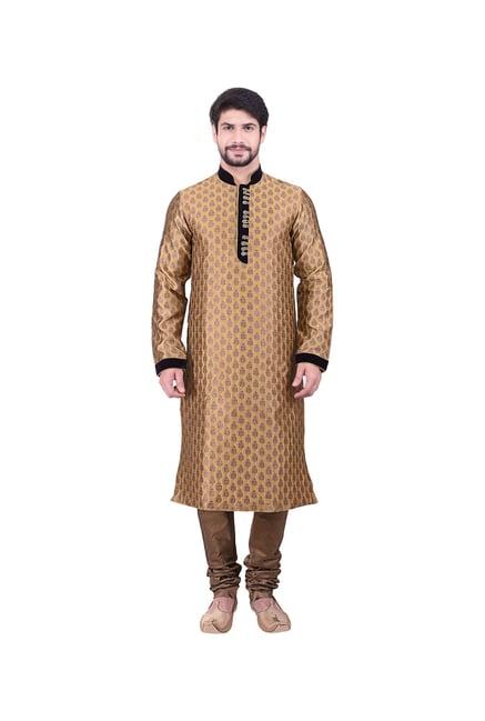 manyavar yellow self design kurta & churidar set