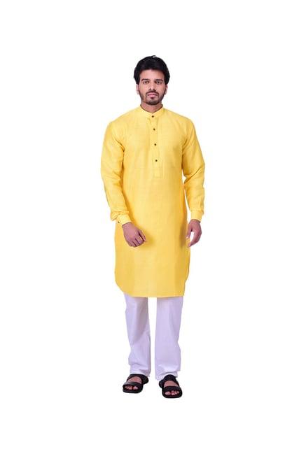 manyavar yellow self design kurta