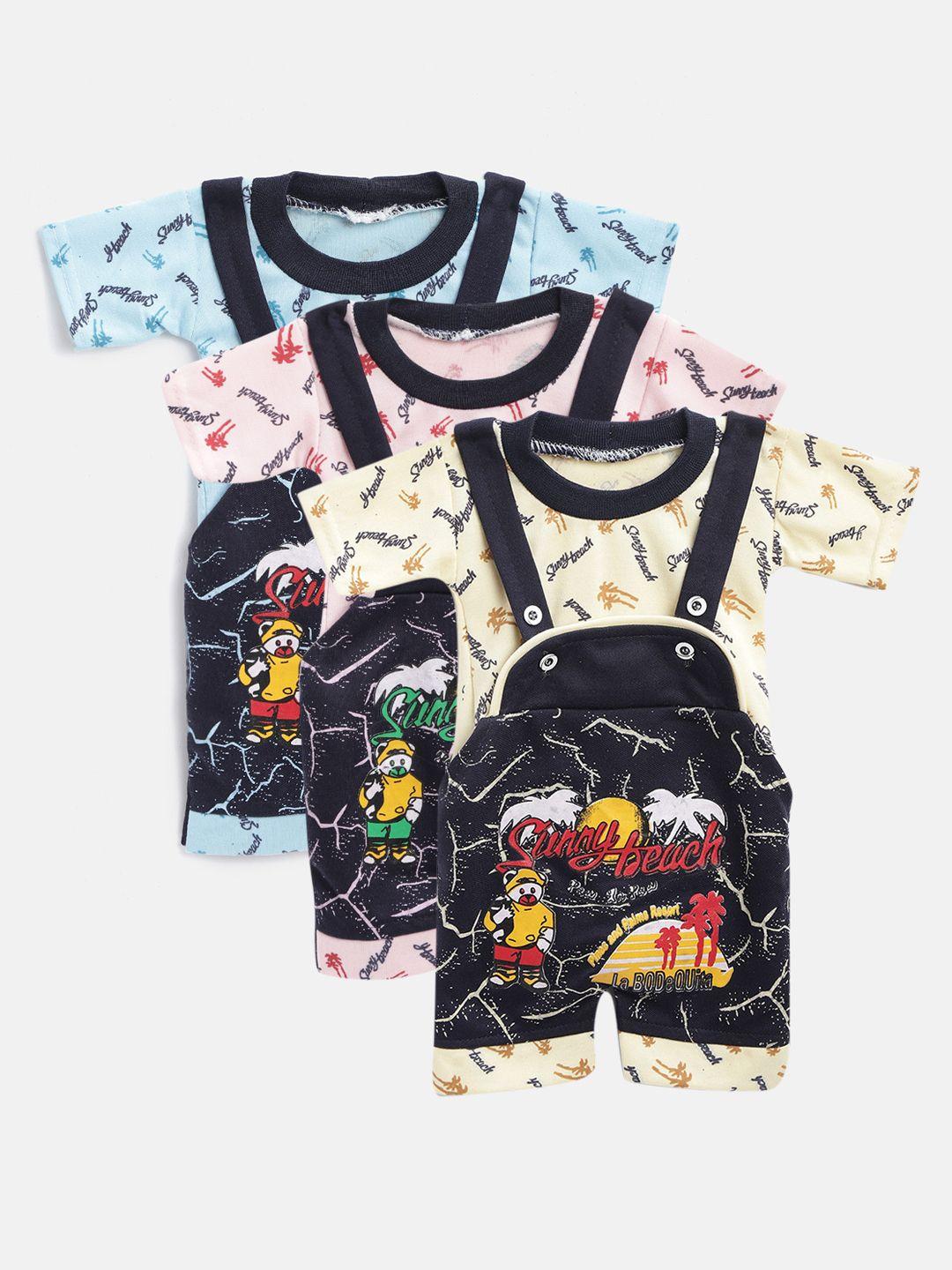 manzon kids pack of 3 multicoloured printed clothing sets