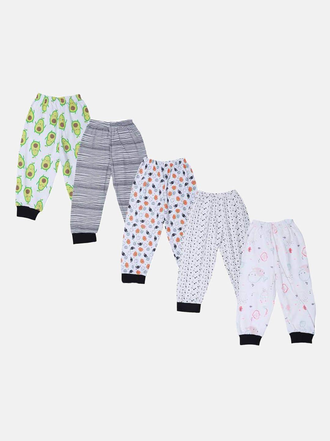 manzon kids pack of 5 printed mid-rise cotton joggers