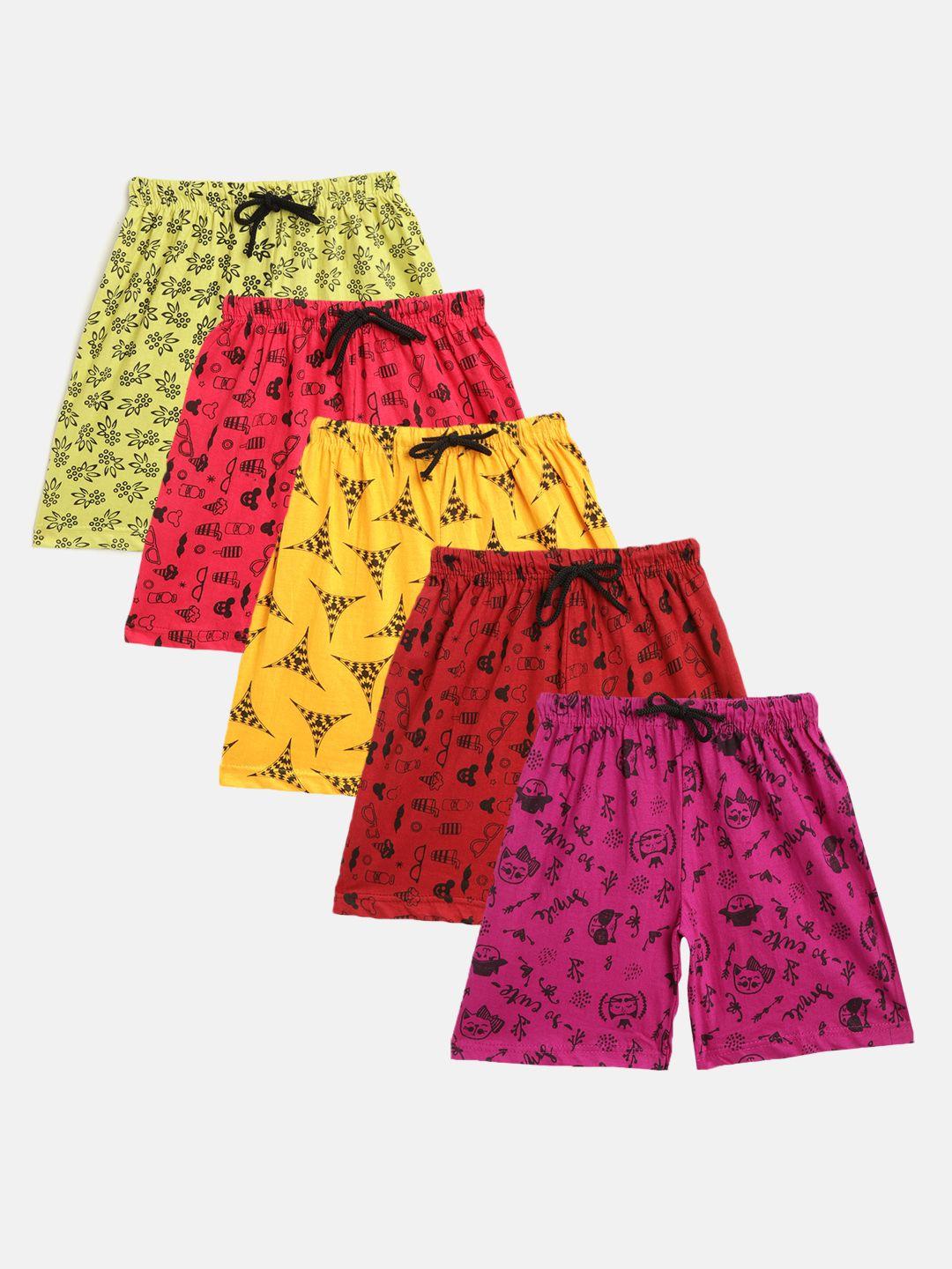 manzon kids pack of 5 printed shorts