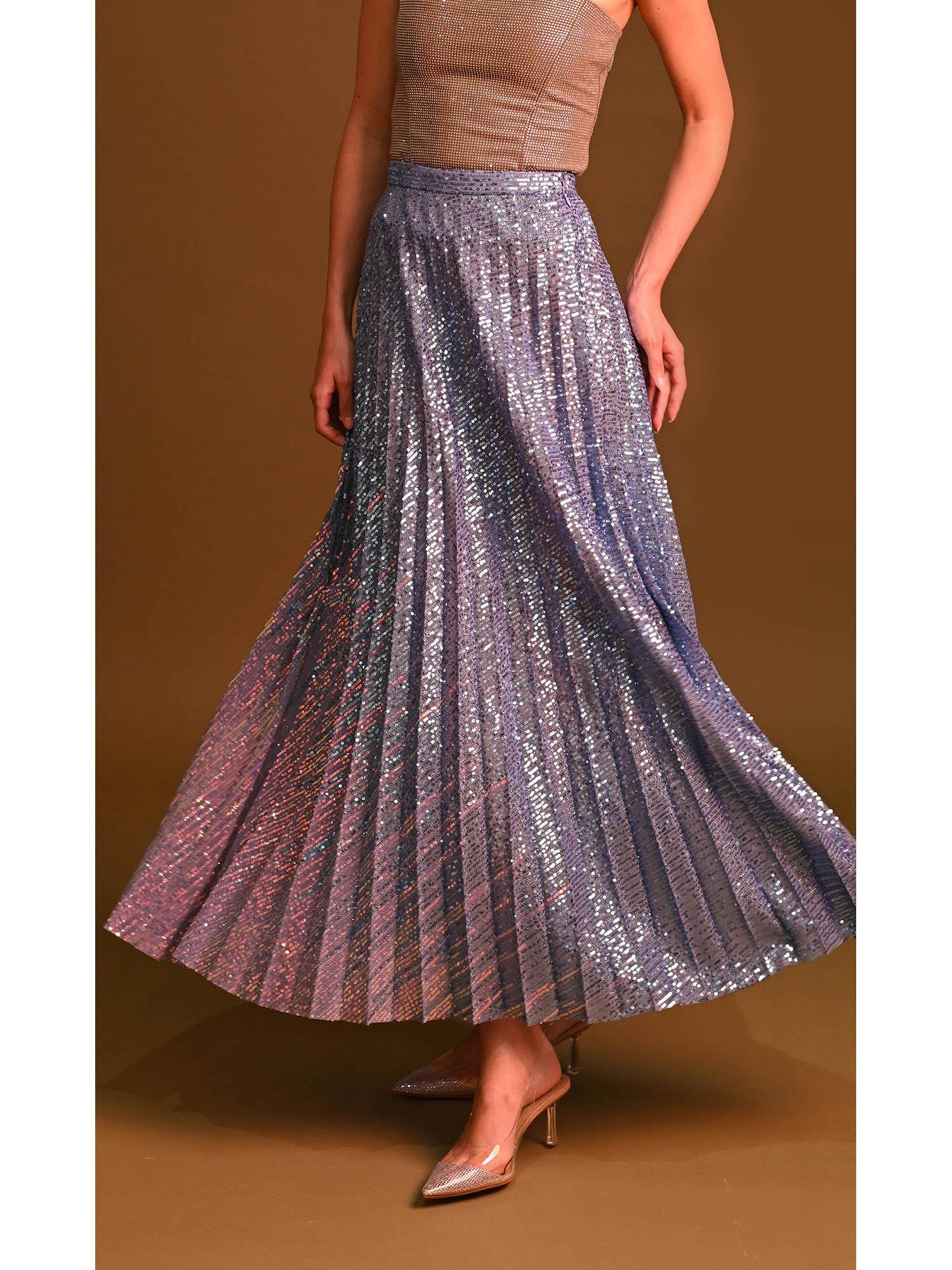 mara sequined grey maxi skirt