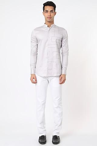 marble grey embroidered shirt