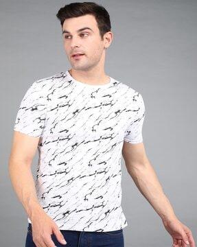 marble print slim fit t-shirt