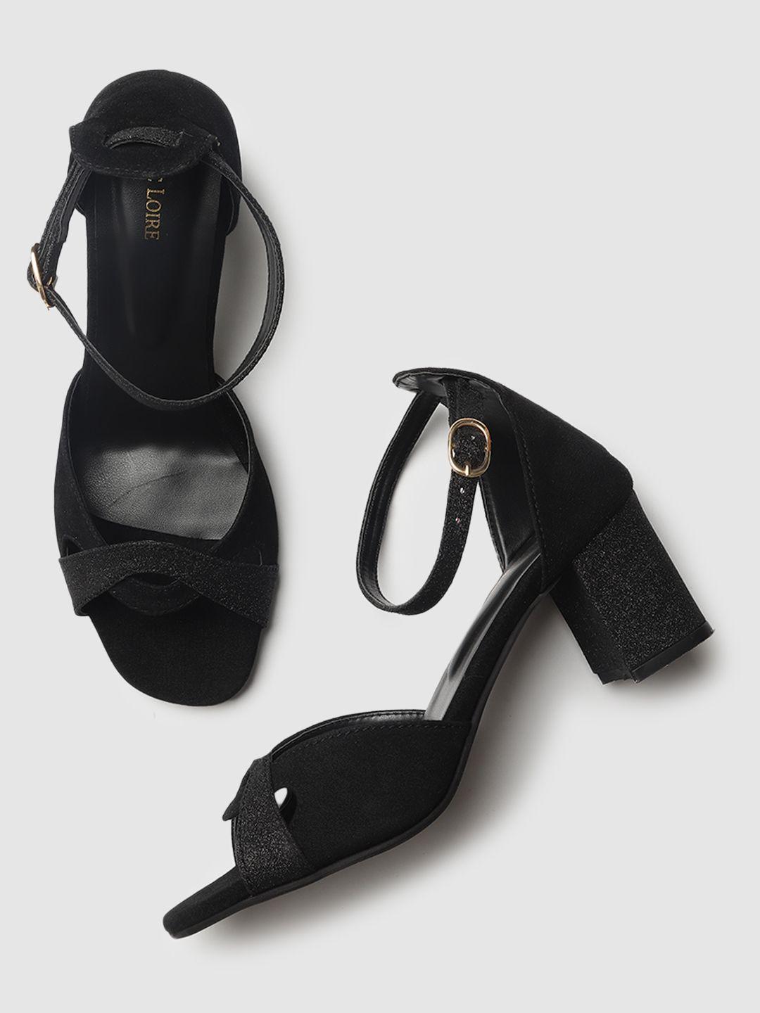 marc loire black suede block sandals