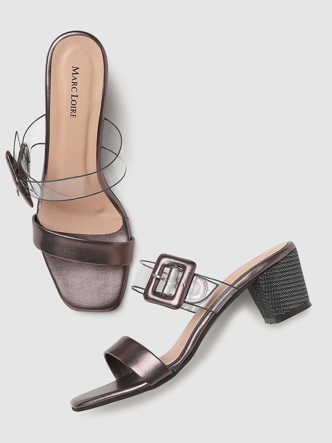marc loire gunmetal-toned pu block heels