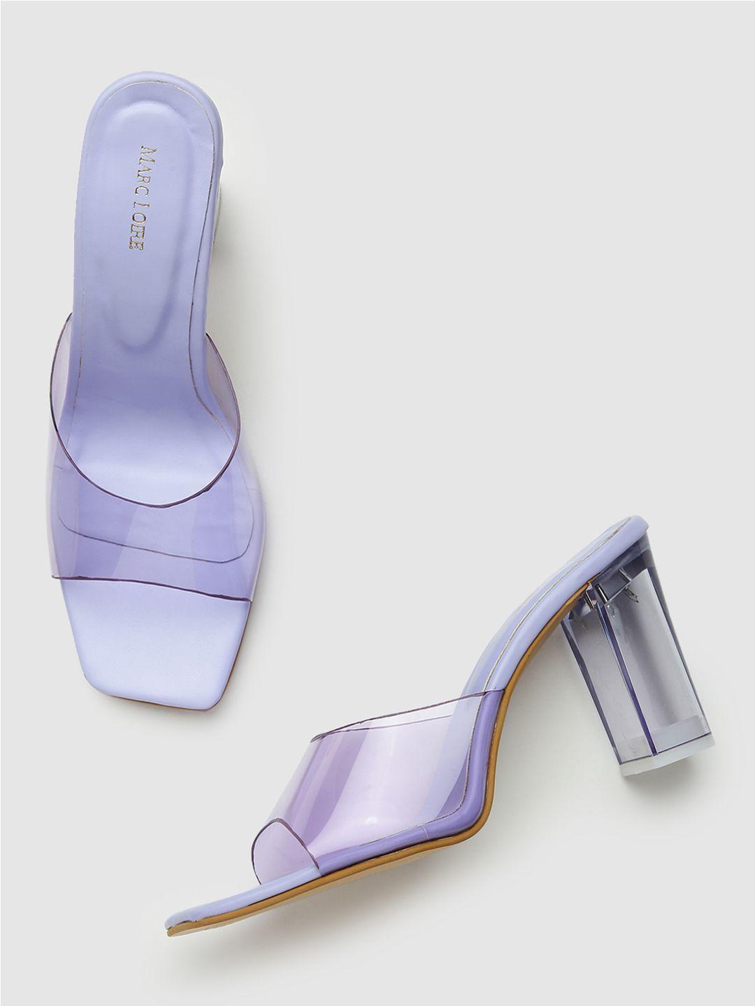 marc loire lavender pu work block mules with bows