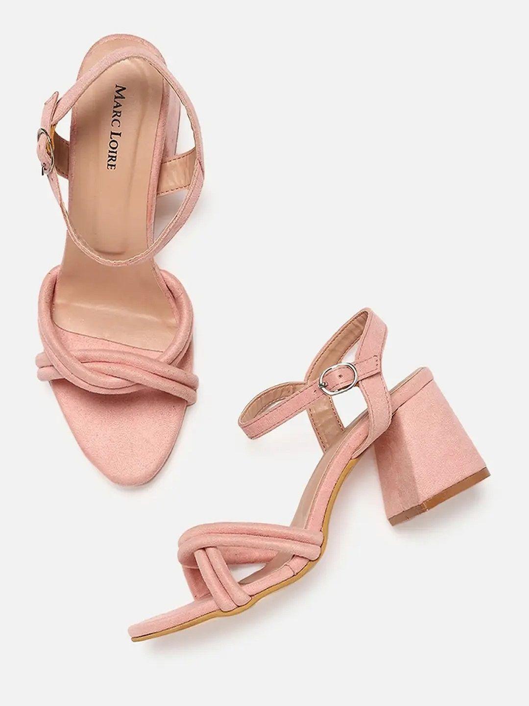 marc loire pink suede block sandals