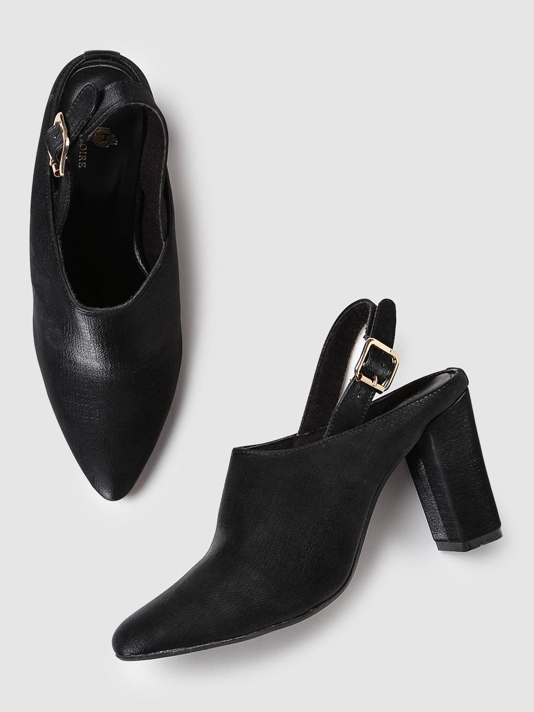 marc loire pointed toe party block mules with backstrap
