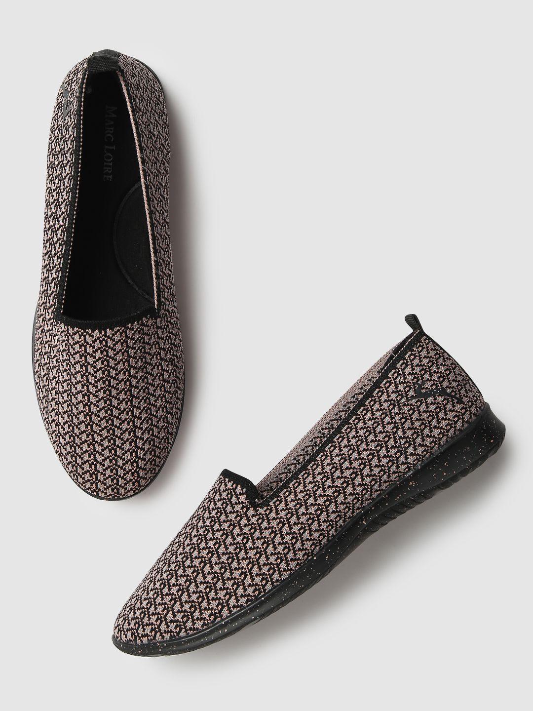 marc loire women black & white geometric woven design slip-on sneakers