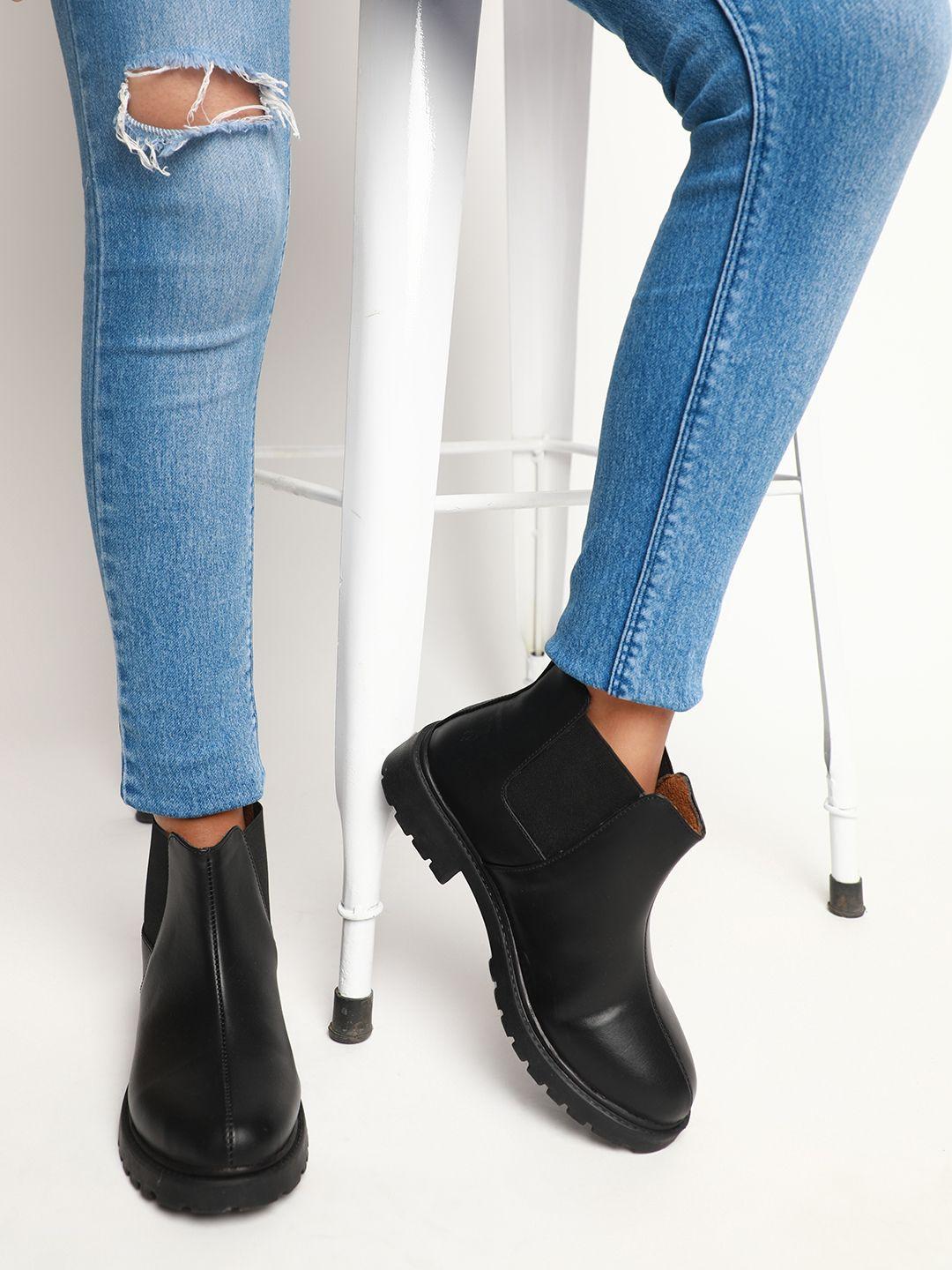 marc loire women black pu block boots
