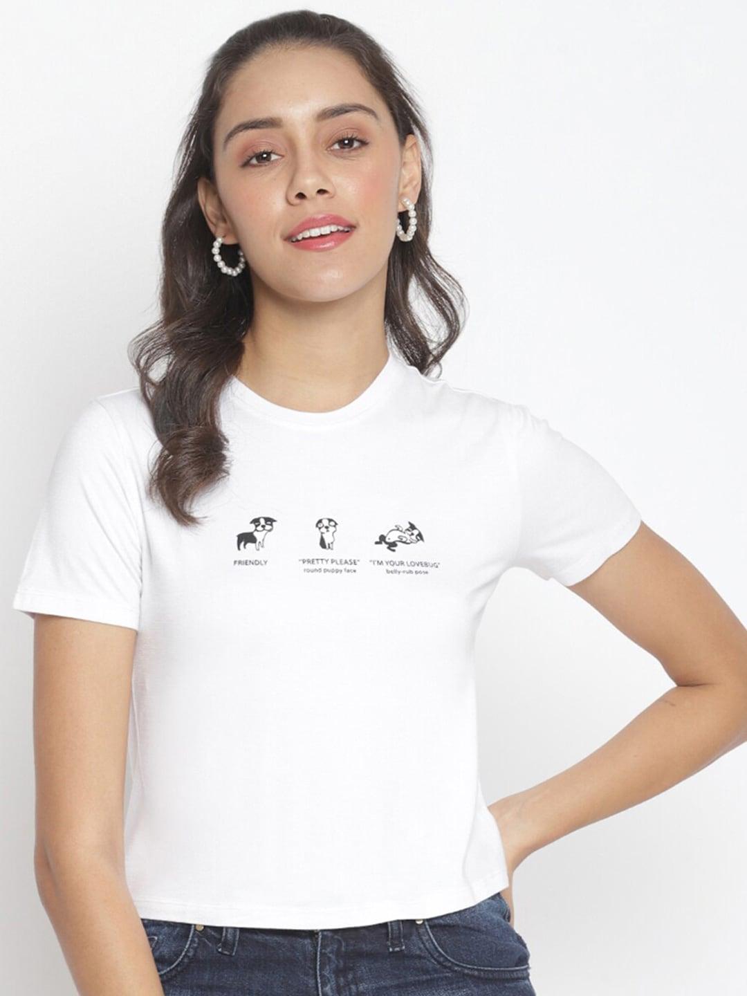 marc loire women white typography printed t-shirt