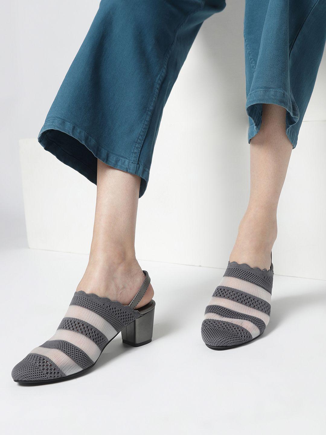 marc loire woven design mules block heels