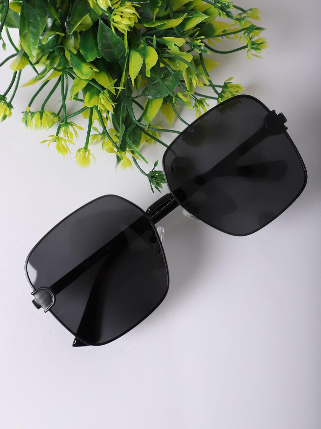 marc louis women black lens & black square sunglasses with uv protected lens p6331