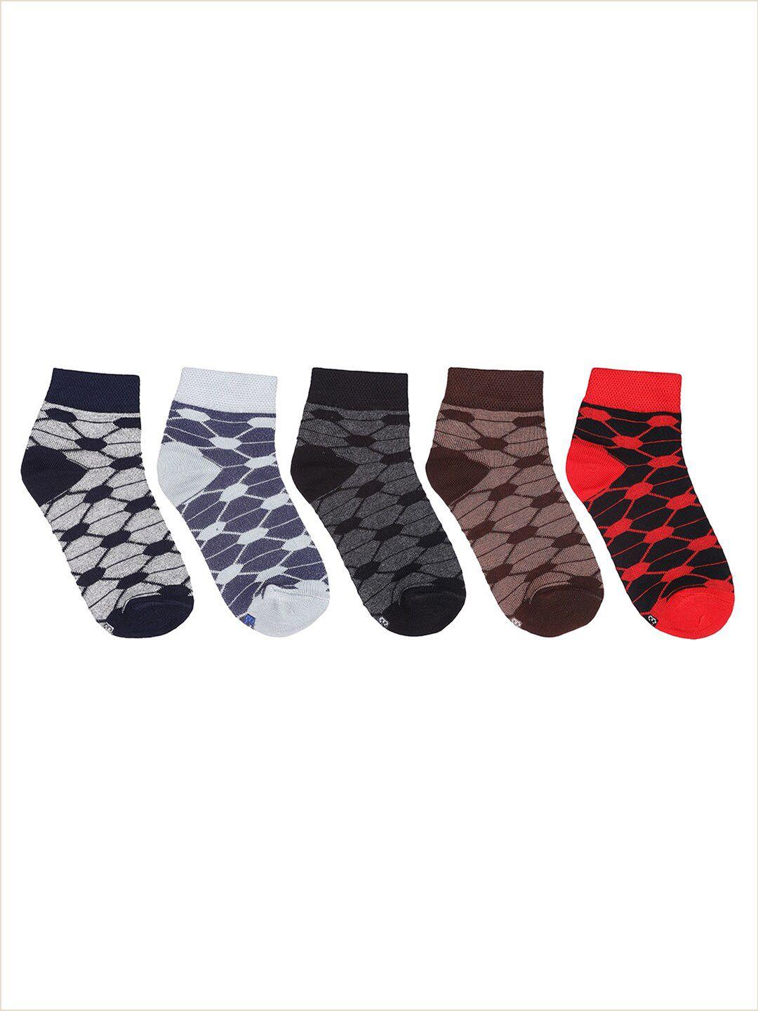 marc boys pack of 5 assorted pure cotton ankle-length socks