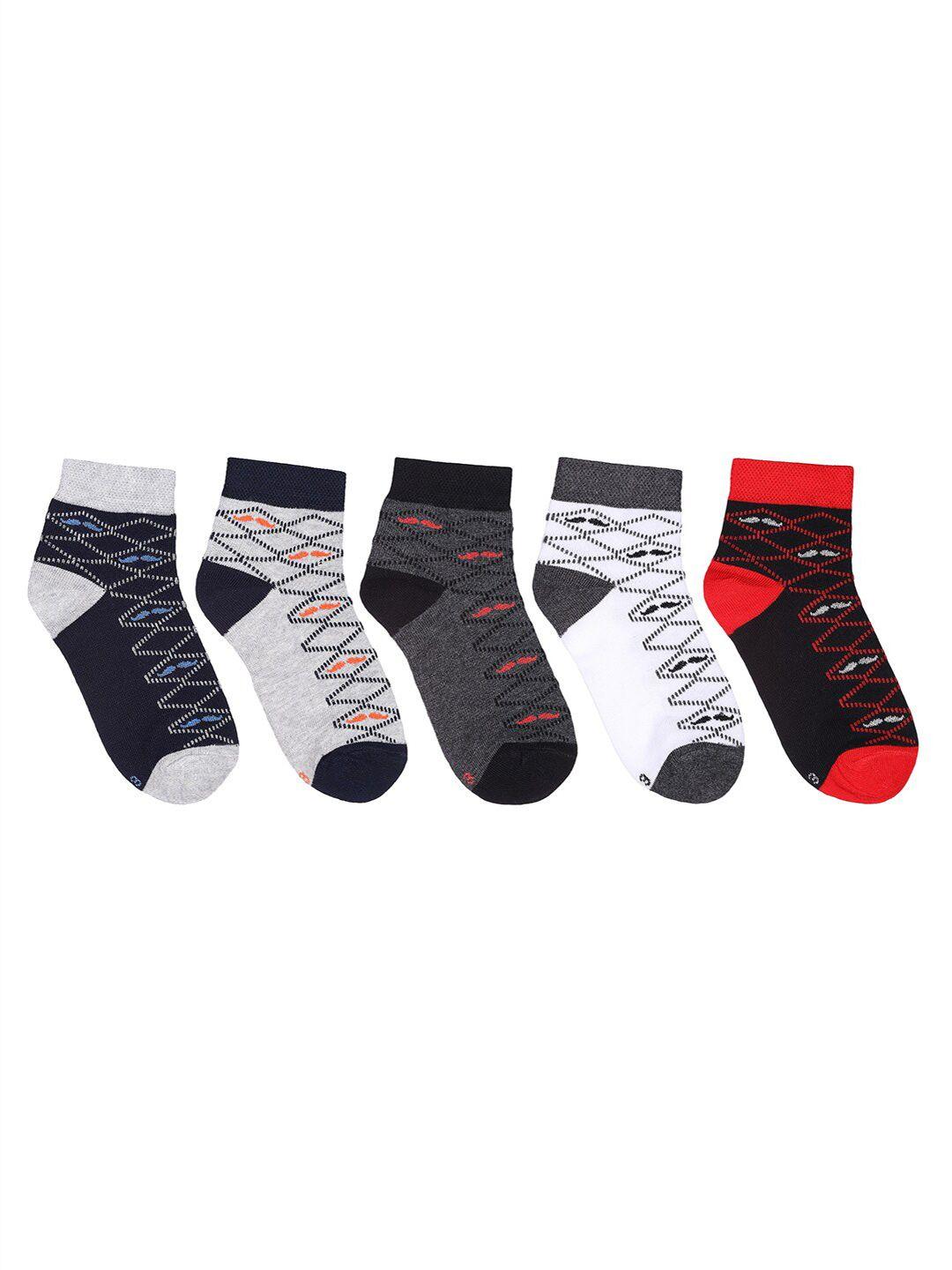 marc boys pack of 5 patterned cotton ankle length socks