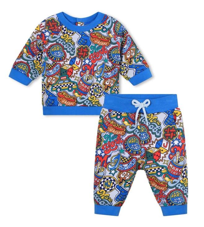 marc jacobs kids blue printed regular fit sweater set