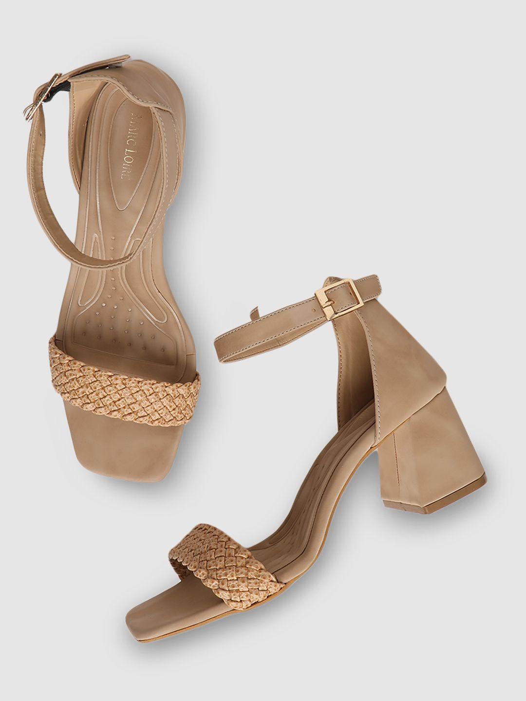 marc loire beige textured block heels