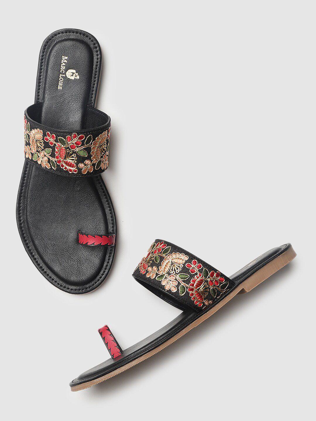marc loire embroidered ethnic one toe flats
