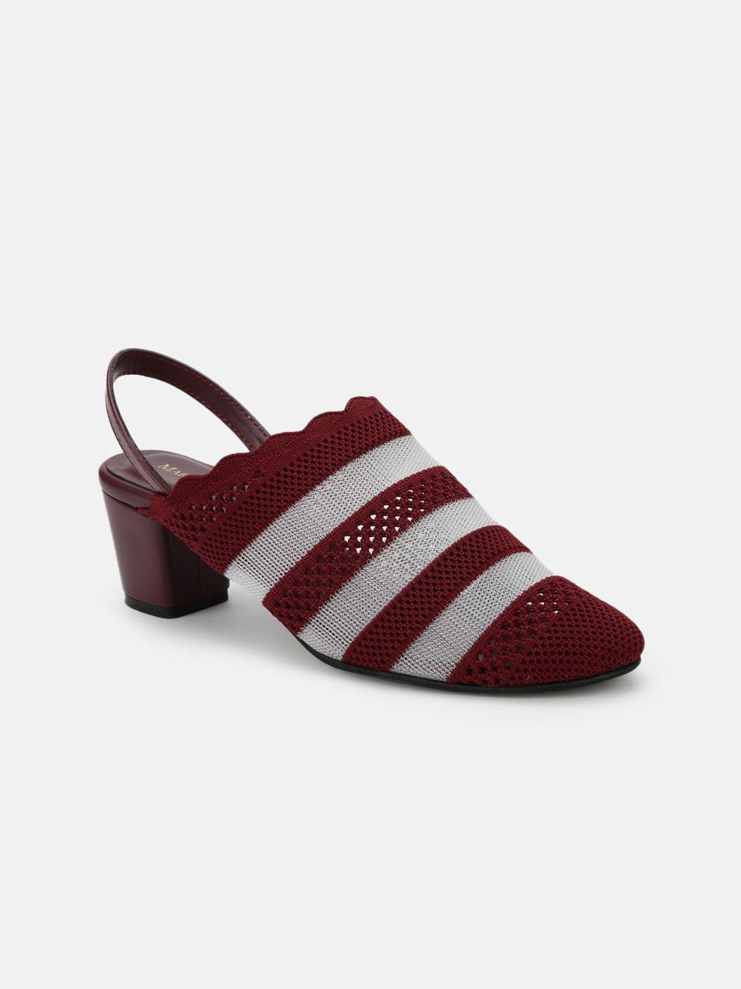 marc loire striped block heels mules