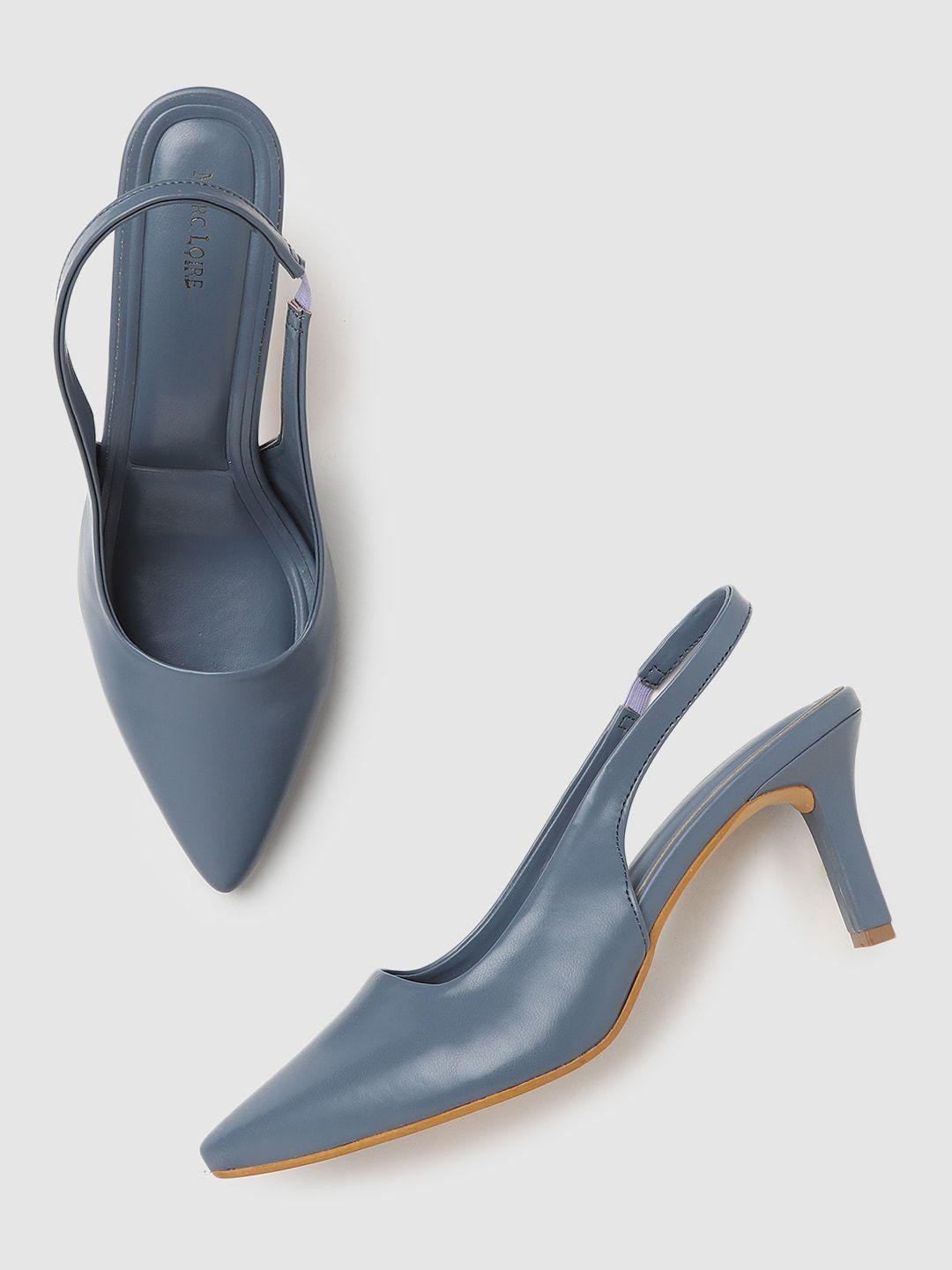 marc loire teal blue solid pumps with slim heel