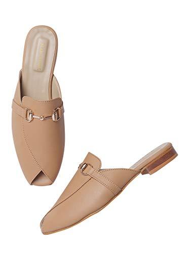 marc loire women's leather beige slip on mules shoes casual and formal footwear, 3 uk