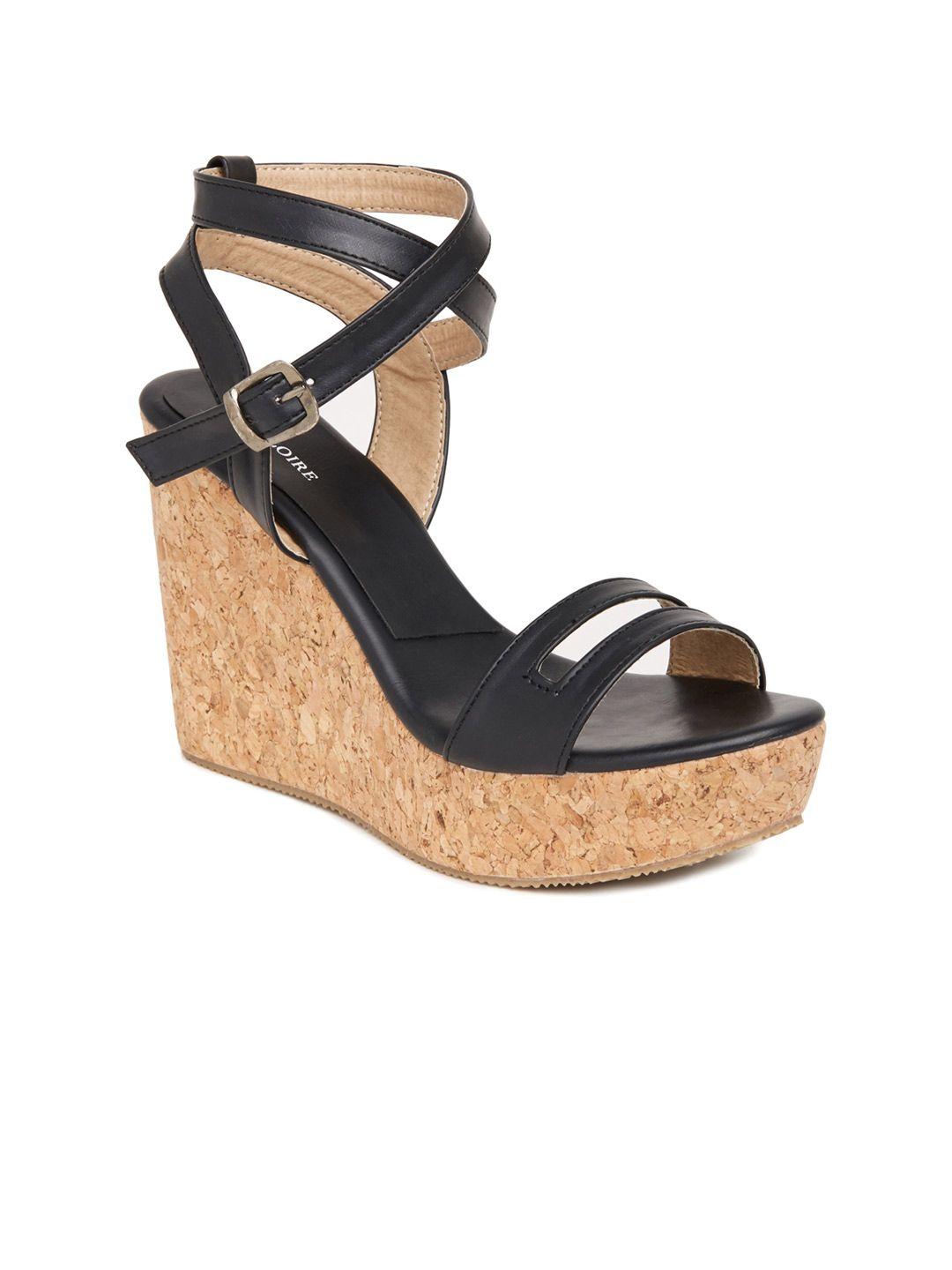 marc loire women black solid wedges