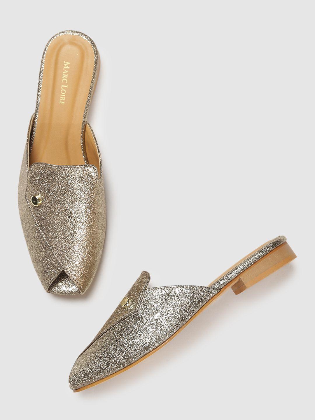 marc loire women copper-toned textured mules flats