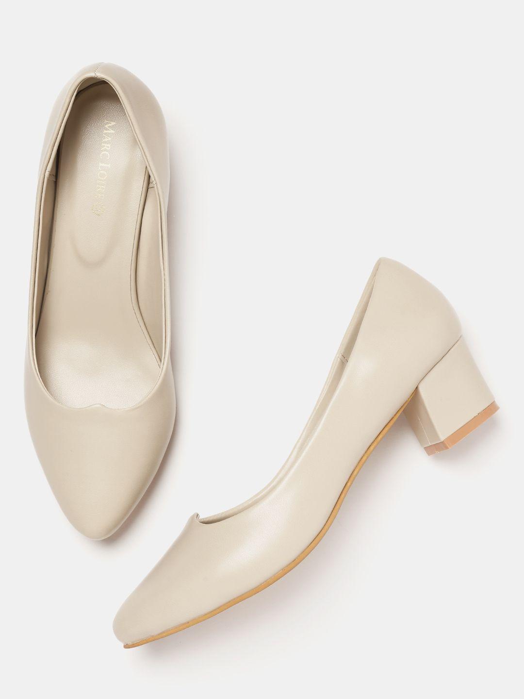 marc loire women cream-coloured solid pumps