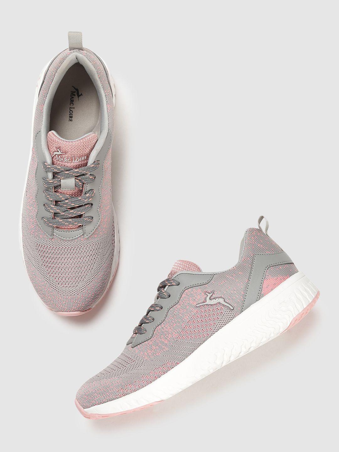 marc loire women grey & pink textured lightweight sneakers