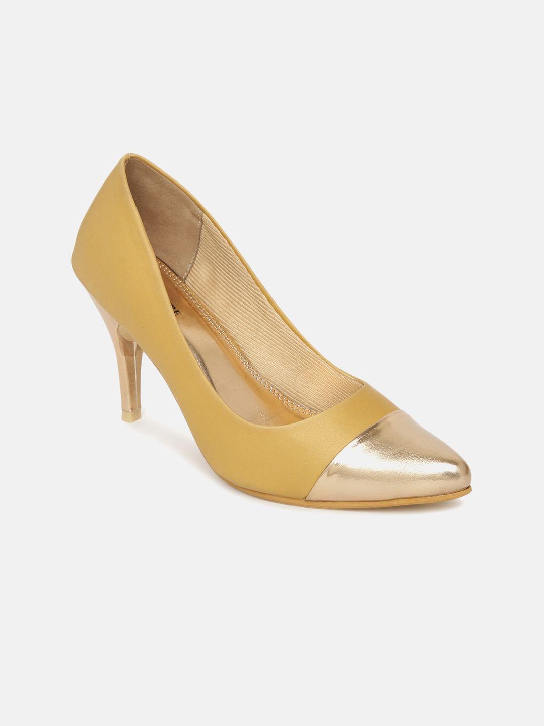 marc loire women mustard yellow solid pumps