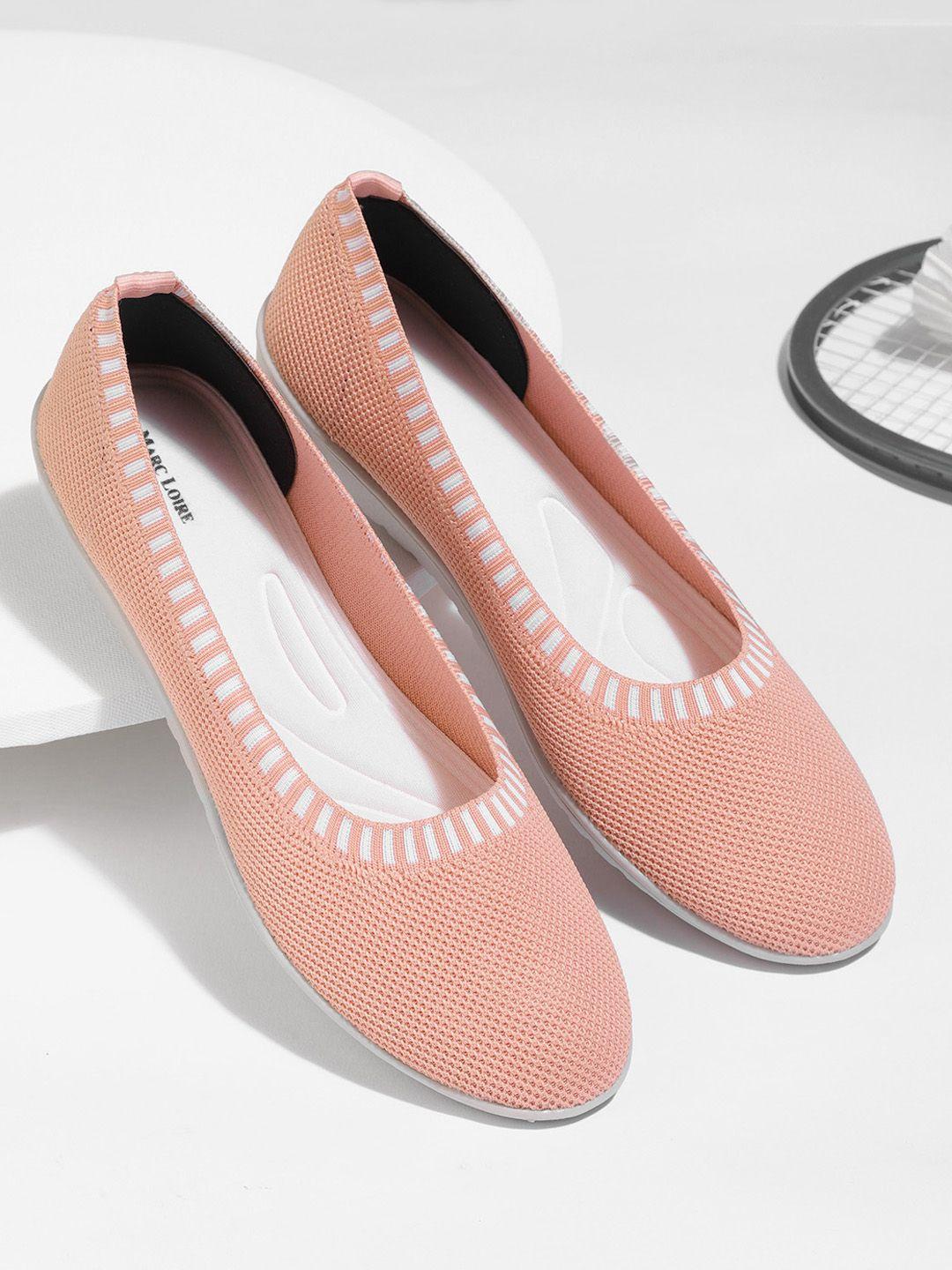 marc loire women peach-coloured woven design ballerinas