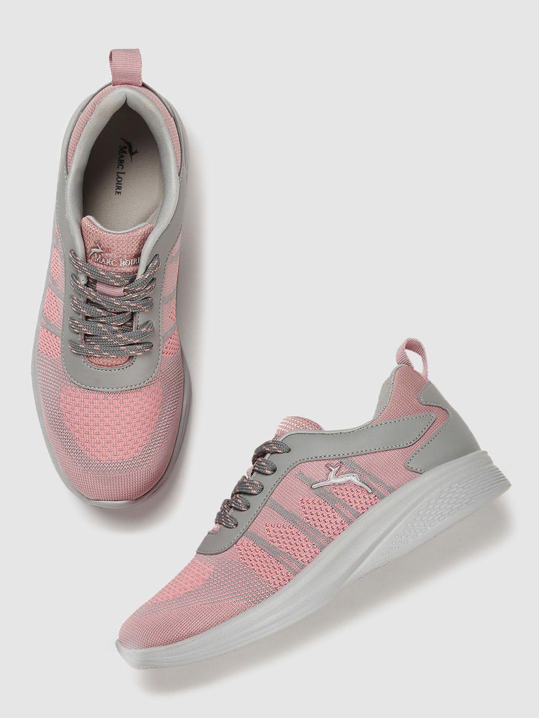 marc loire women pink & grey woven design lightweight sneakers