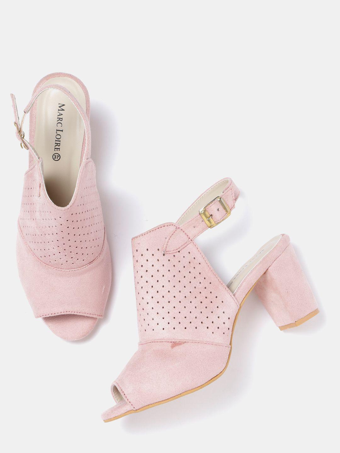 marc loire women pink perforated heeled mules