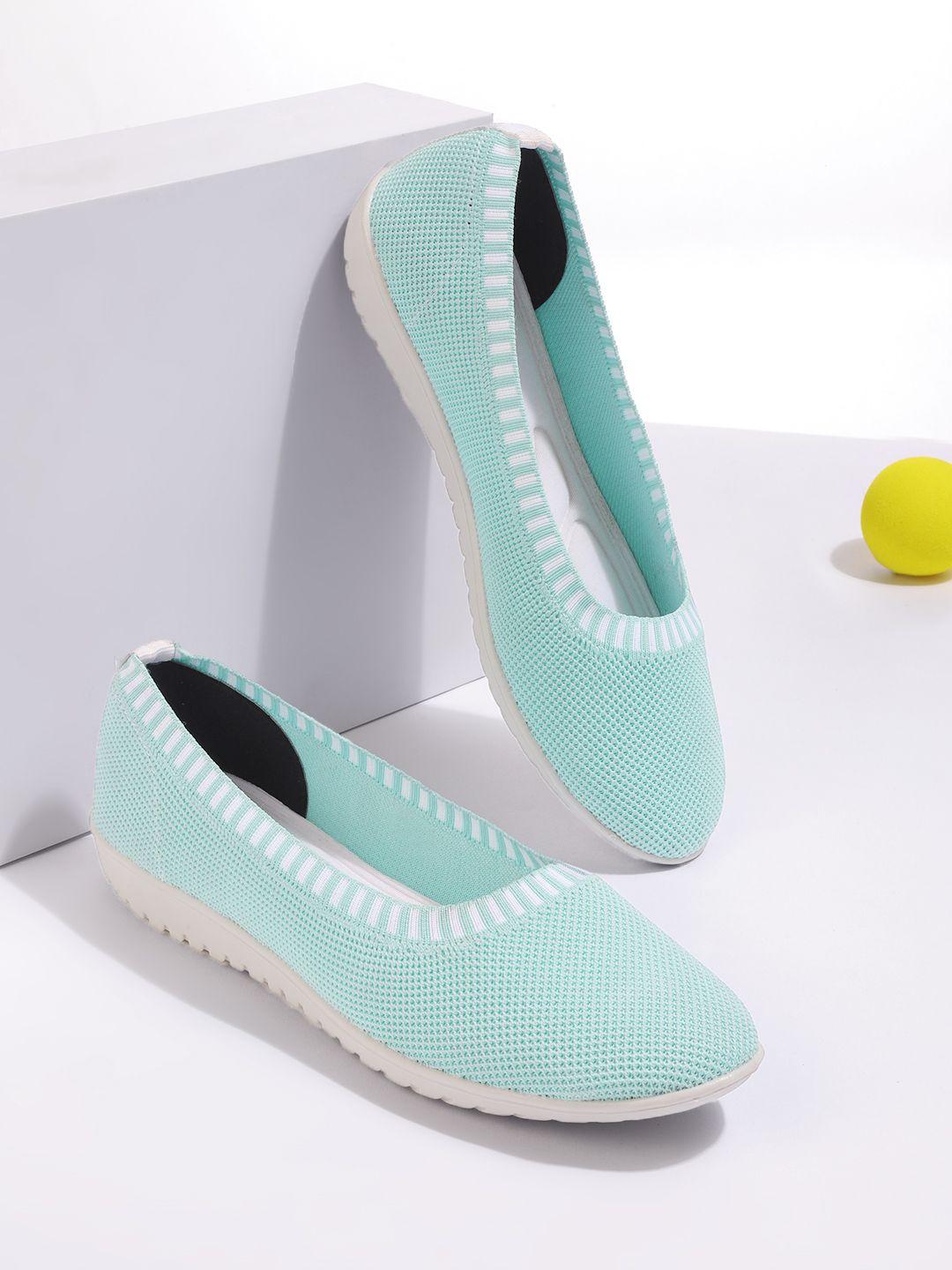 marc loire women sea green woven design ballerinas