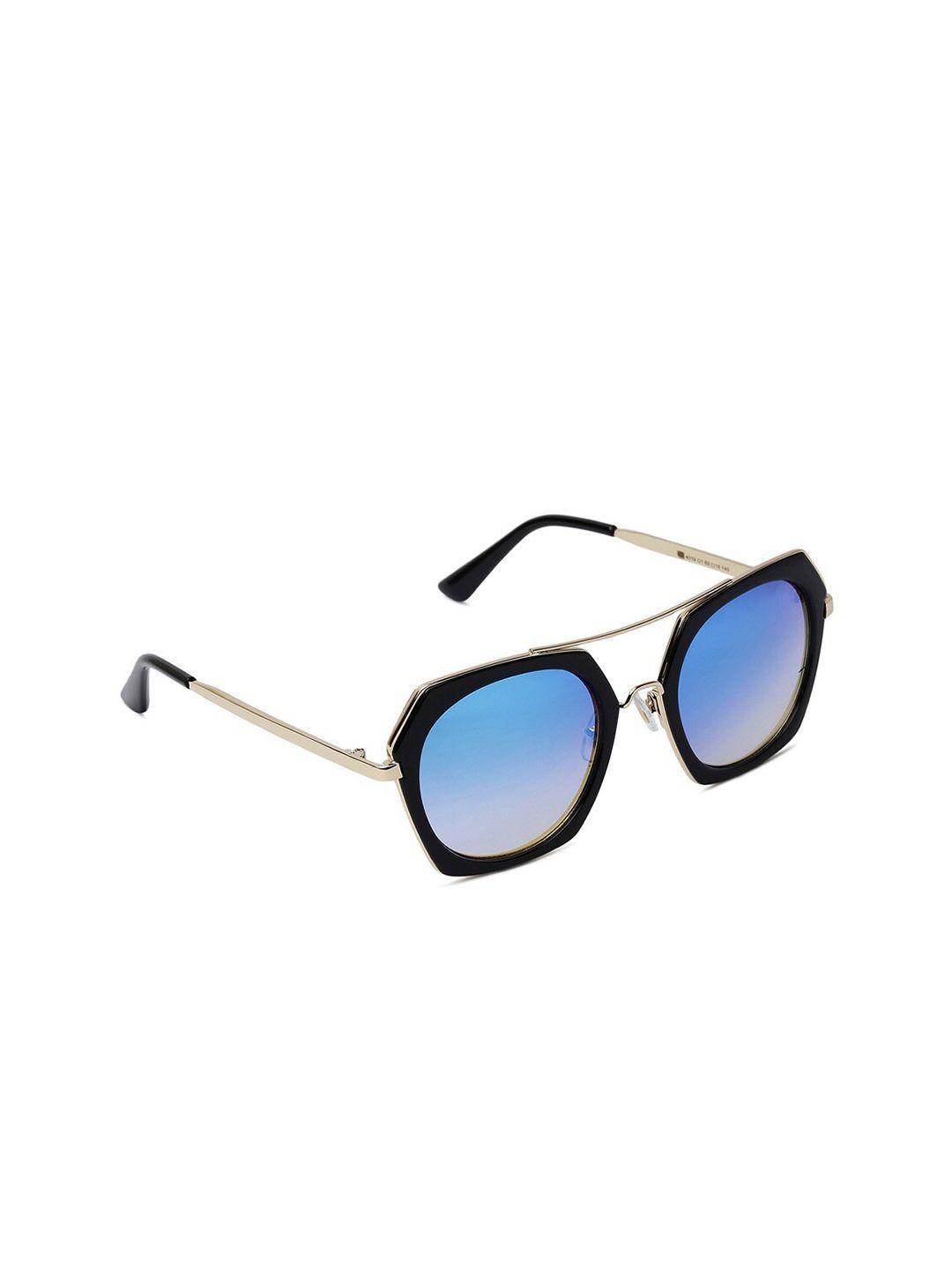 marc louis adult blue lens & black round sunglasses with uv protected lens (4019 c1 blue)